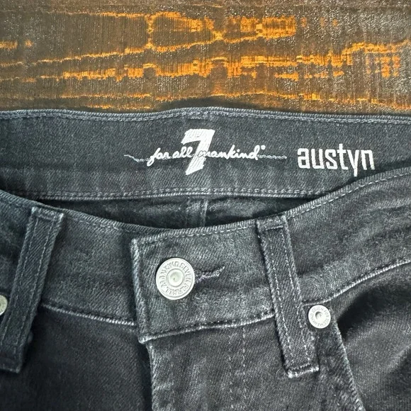 7 For All Mankind Austyn Airweft Jeans Straight Stretch Black Sz 30 (Actual 32") - Picture 4 of 11